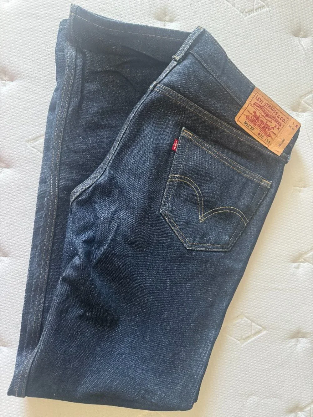 Levi's 501XX Original Fit Jeans W38 L34 Dark Navy Indigo Gold Label Used